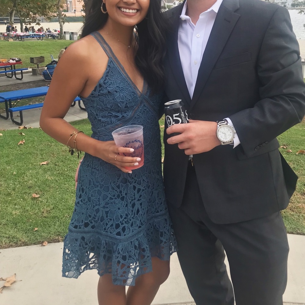 ASTR The Label Size S Blue Lace Mini Dress